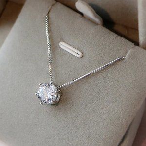 925 Diamond CZ Necklace with Box Chain